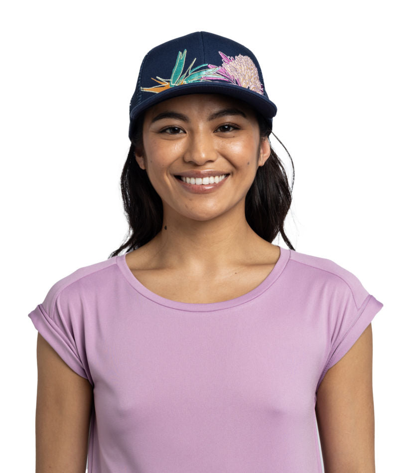 Buff Explore Adjustable Mesh Trucker Cap In Satry Indigo