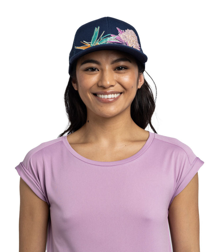 Buff Explore Adjustable Mesh Trucker Cap In Satry Indigo