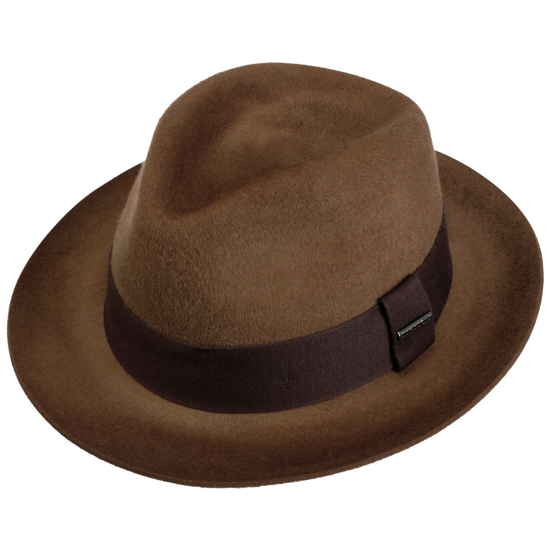 Stetson Lenberg Woolfelt Suede Fedora Hat Chestnut