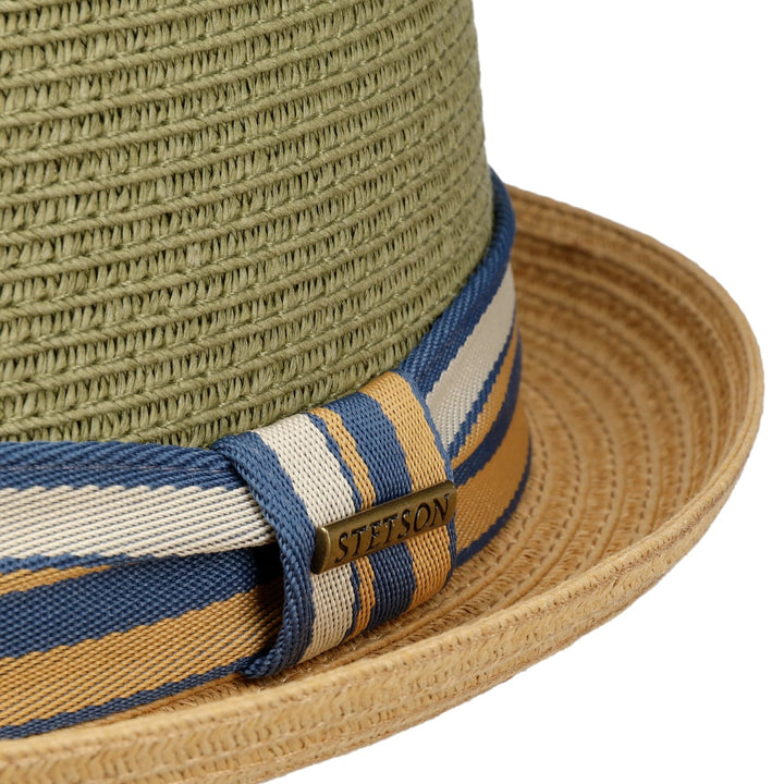 Stetson Licano Toyo Straw Summer Pork Pie Hat Moss/Beige