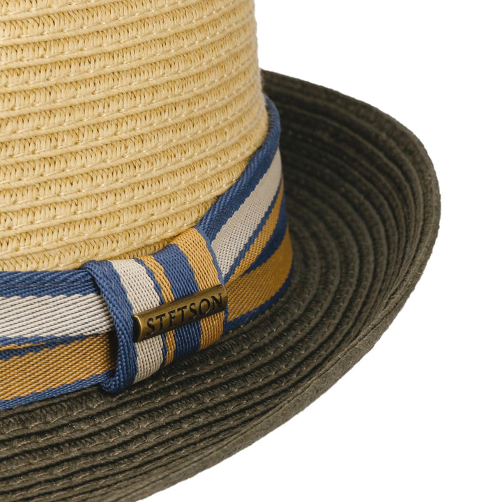 Stetson Licano Toyo Straw Summer Trilby Hat Beige/Olive