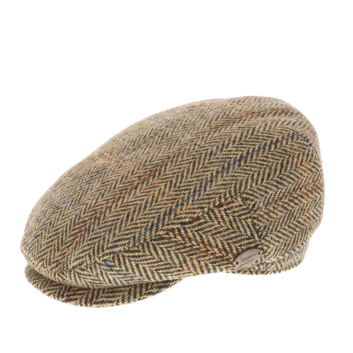 Whiteley Ear Flap 100% Wool Flat Cap In Green