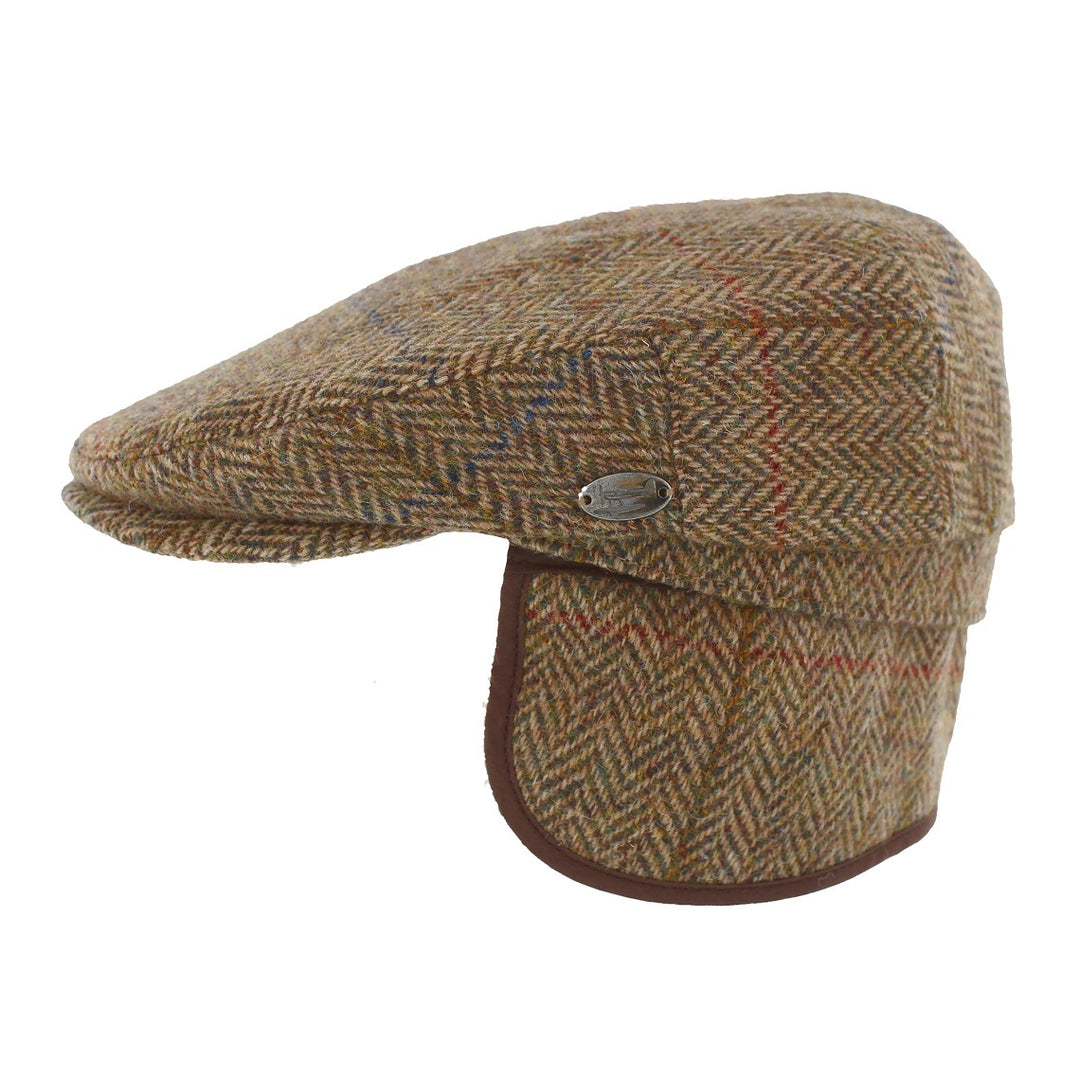 Whiteley Ear Flap 100% Wool Flat Cap In Sable