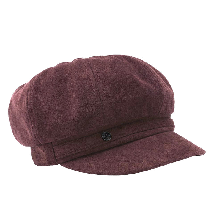 Loevenich Women's Faux Suede Bakerboy Cap in Wine