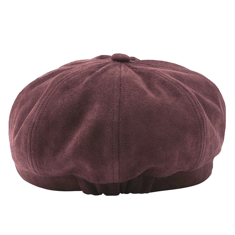 Loevenich Women's Faux Suede Bakerboy Cap in Wine
