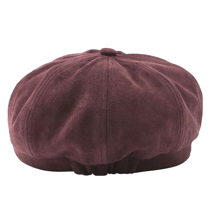 Loevenich Women's Faux Suede Bakerboy Cap in Wine