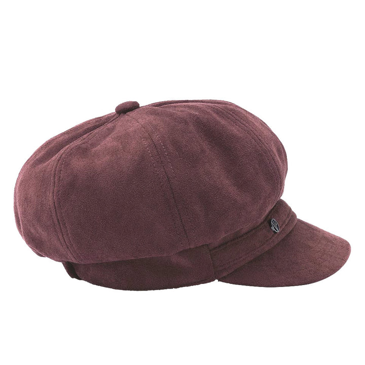 Loevenich Women's Faux Suede Bakerboy Cap in Wine