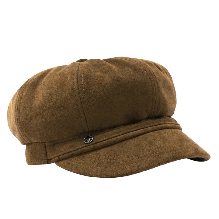 Loevenich Women's Faux Suede Bakerboy Cap in Bronze