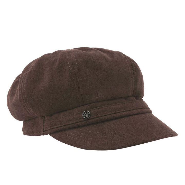 Loevenich Women's Faux Suede Bakerboy Cap in Chocolate