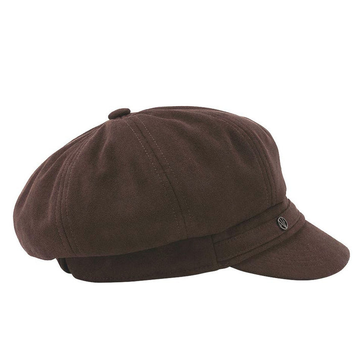 Loevenich Women's Faux Suede Bakerboy Cap in Chocolate