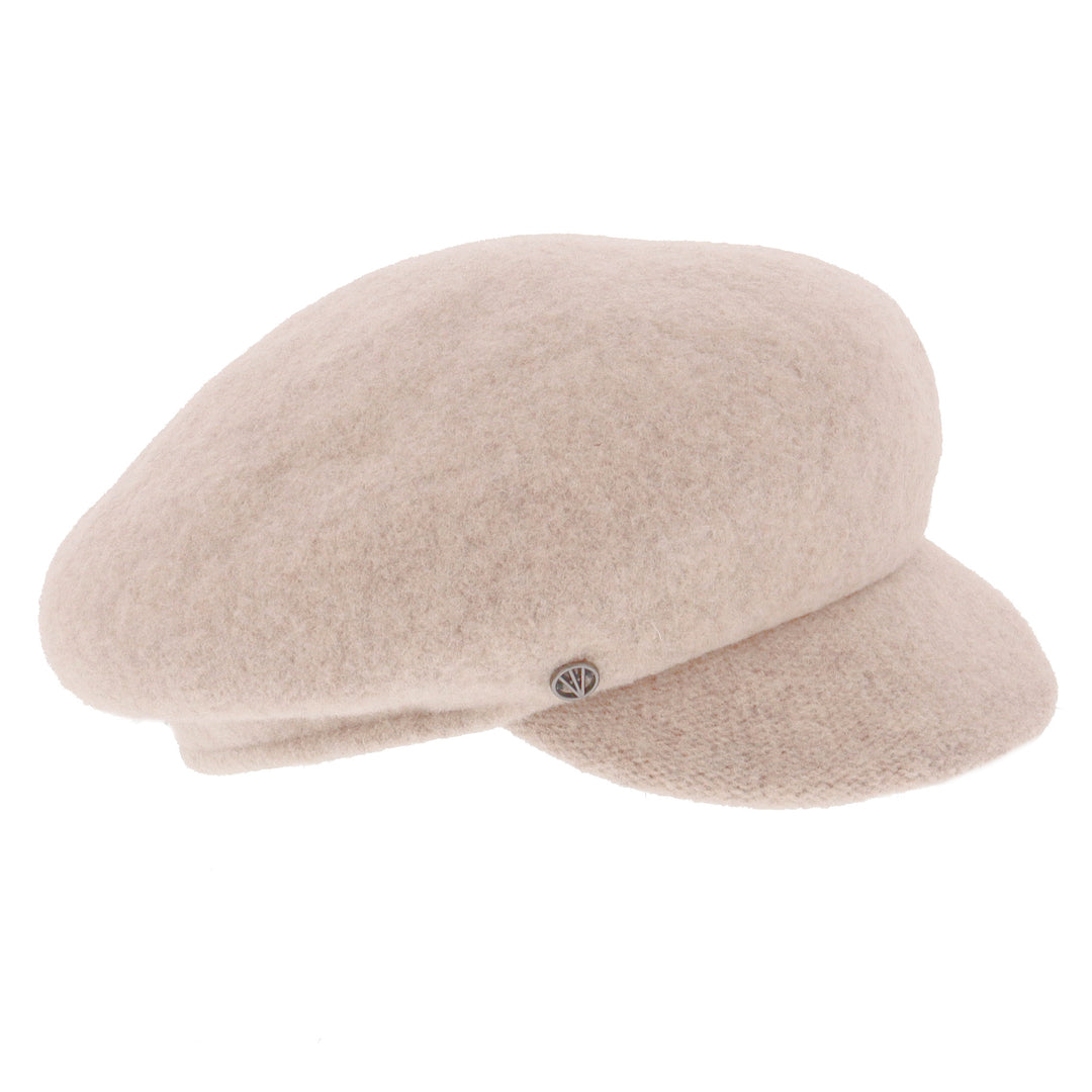 Loevenich Women's 100% Wool Peaked Cap in Biscuit