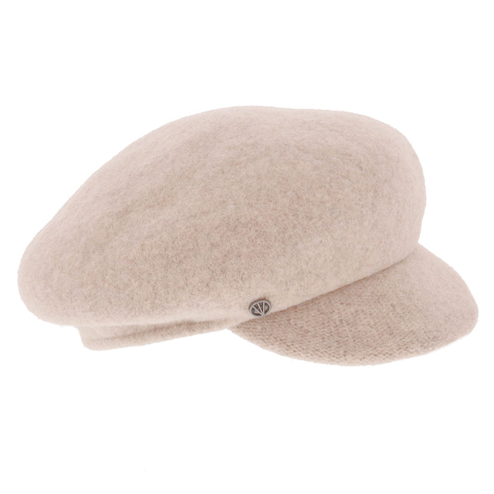Loevenich Women's 100% Wool Peaked Cap in Biscuit