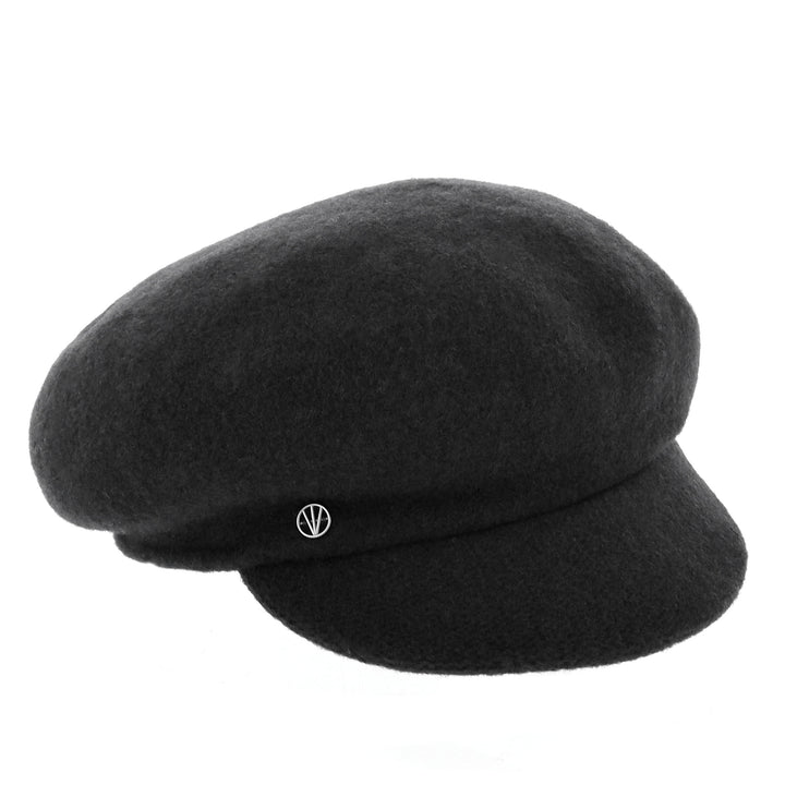 Loevenich Women's 100% Wool Peaked Cap in Black