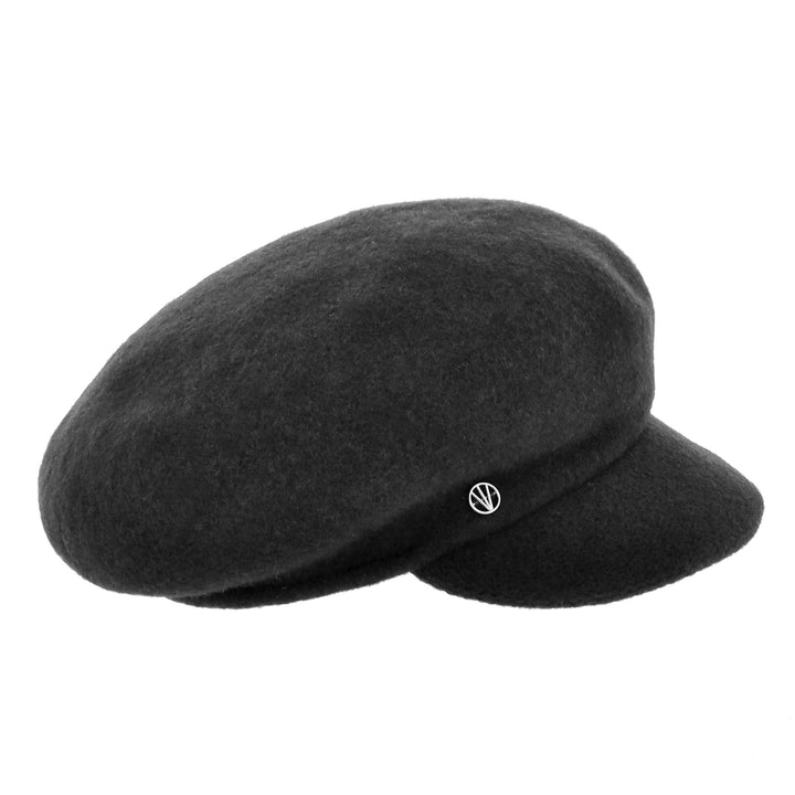 Loevenich Women's 100% Wool Peaked Cap in Black
