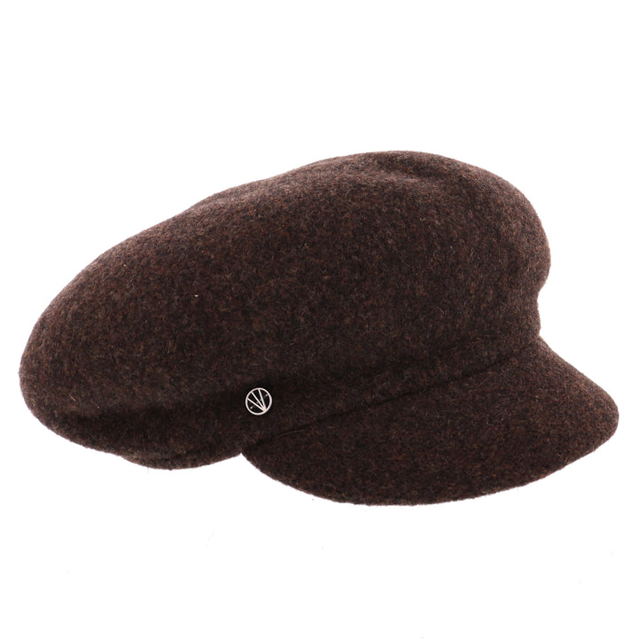 Loevenich Women's 100% Wool Peaked Cap in Chocolate