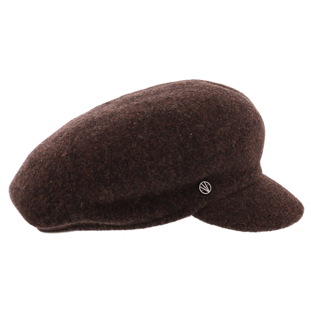 Loevenich Women's 100% Wool Peaked Cap in Chocolate