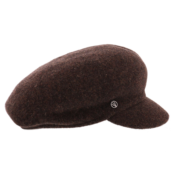 Loevenich Women's 100% Wool Peaked Cap in Chocolate