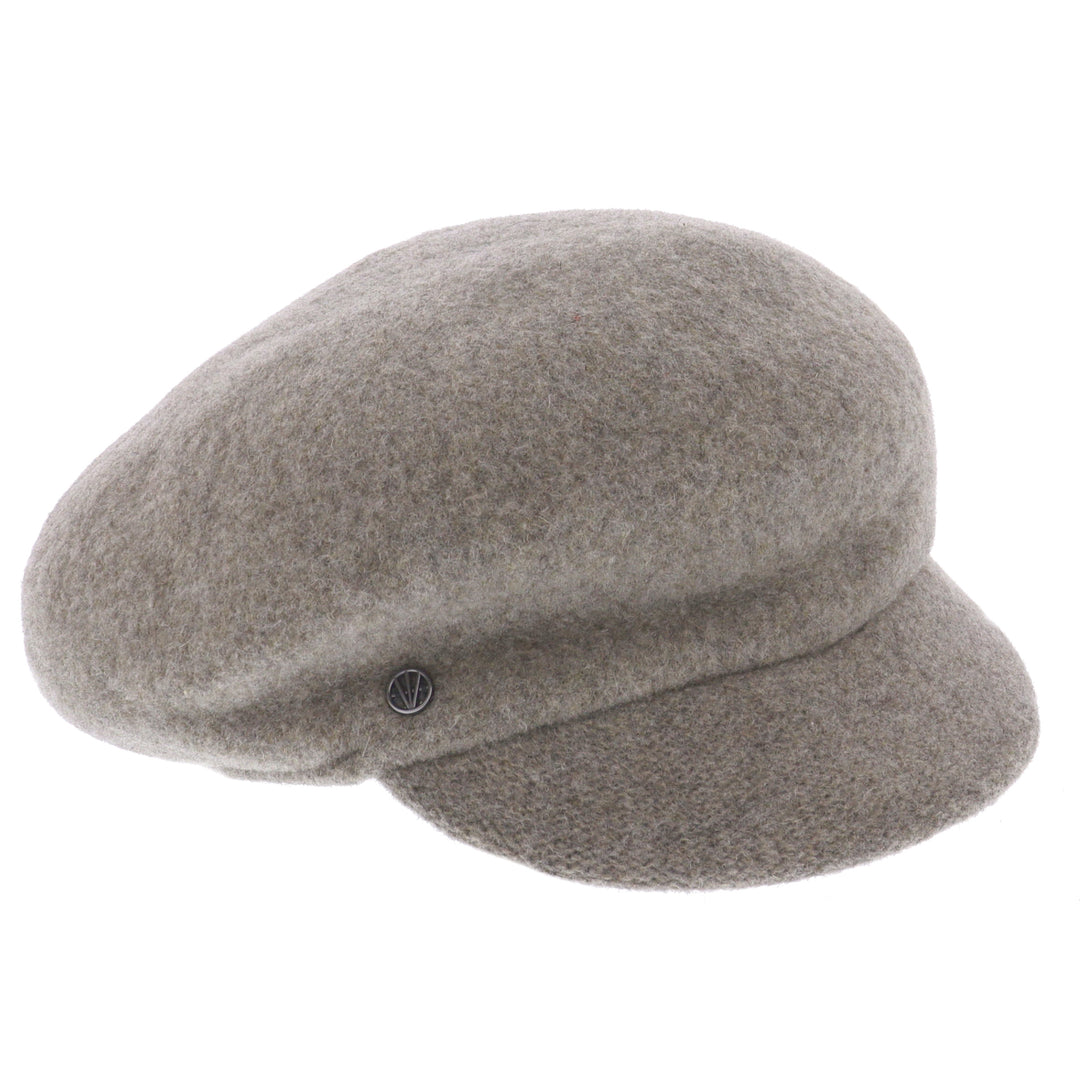 Loevenich Women's 100% Wool Peaked Cap in Taupe