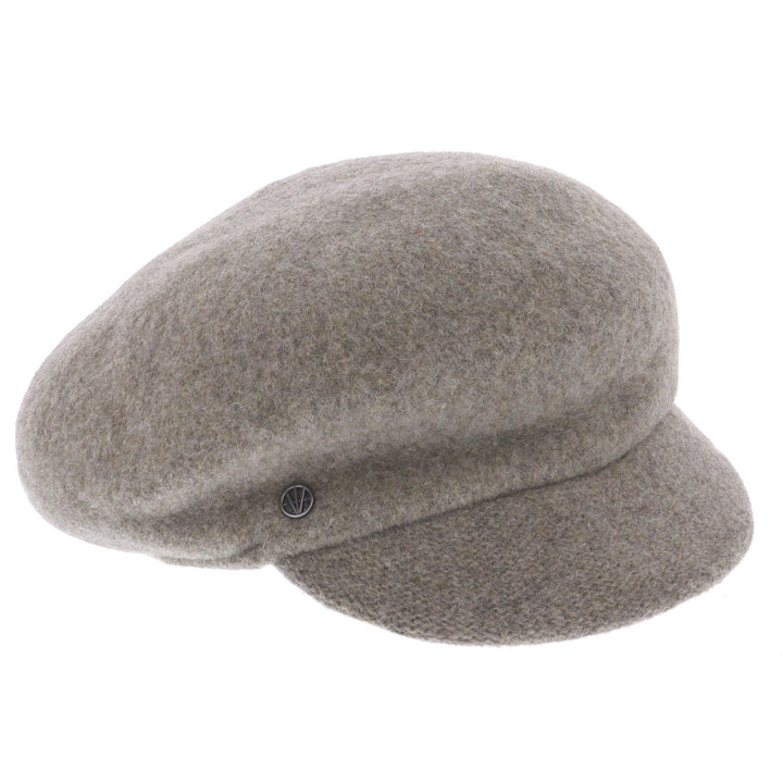 Loevenich Women's 100% Wool Peaked Cap in Taupe