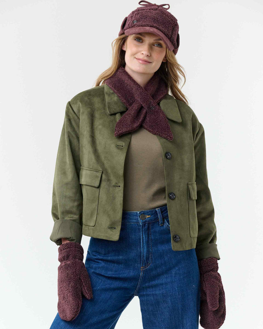 Loevenich Women's Ear Flap Baseball Cap in Wine