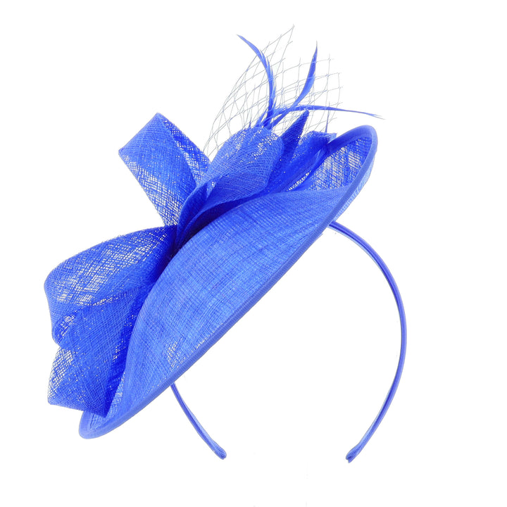Cobalt Lynnelle Small Sinamay Disc Headband Fascinator, from Elegance Boardmans