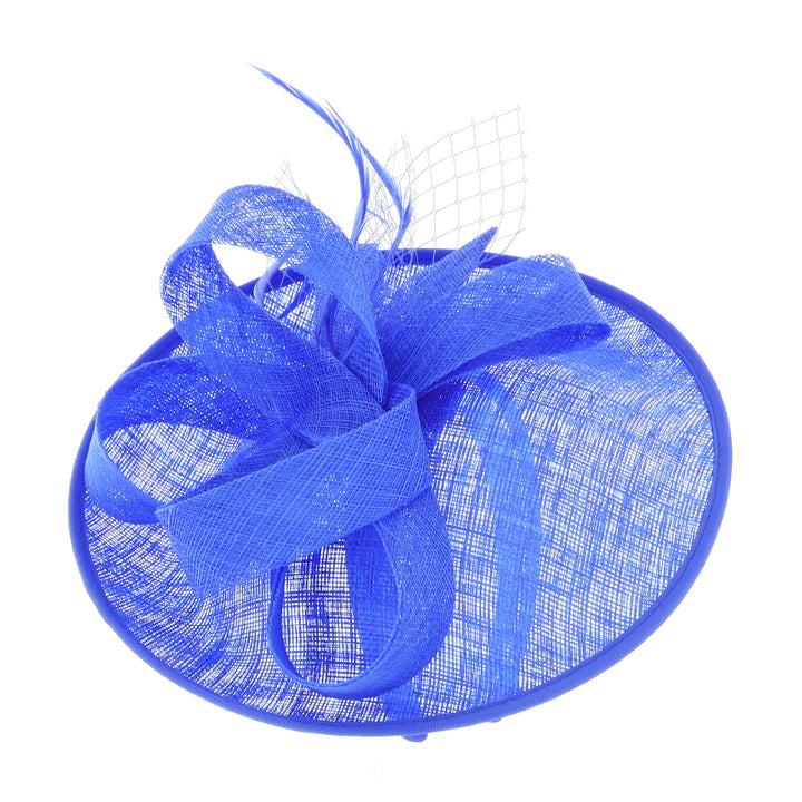 Cobalt Lynnelle Small Sinamay Disc Headband Fascinator, from Elegance Boardmans