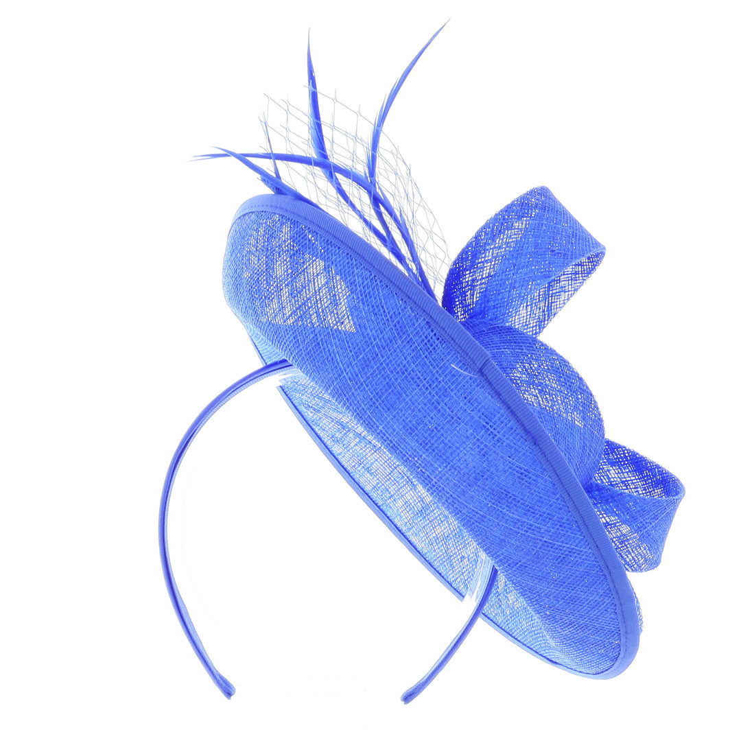 Cobalt Lynnelle Small Sinamay Disc Headband Fascinator, from Elegance Boardmans