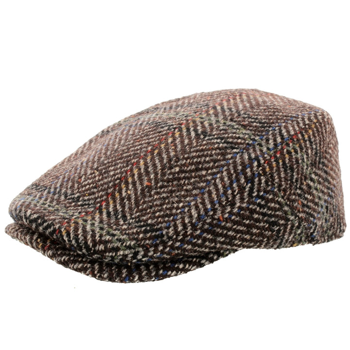 Whitely Cheviot Wool Tweed Flat Cap In Brown