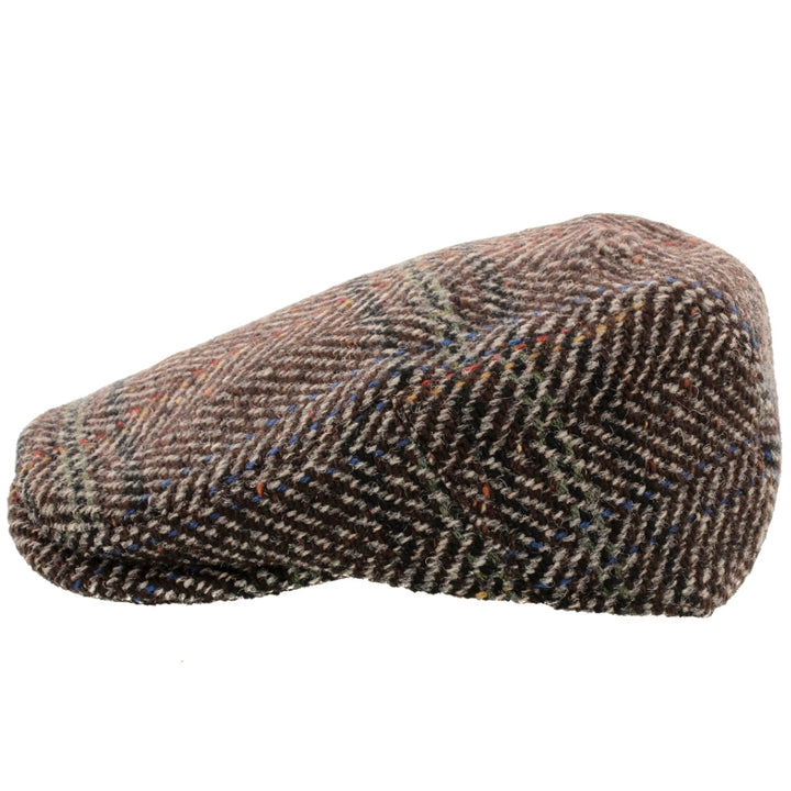 Whitely Cheviot Wool Tweed Flat Cap In Brown
