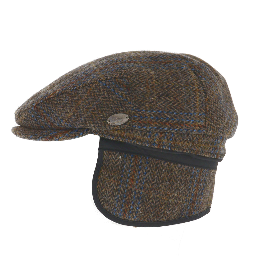 Whiteley Ear Flap 100% Wool Flat Cap In Multi