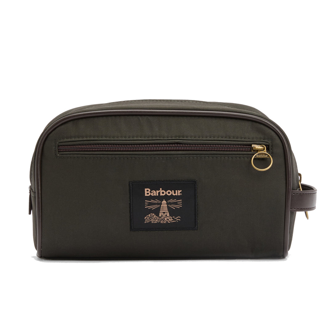 Barbour Wax Washbag in Olive