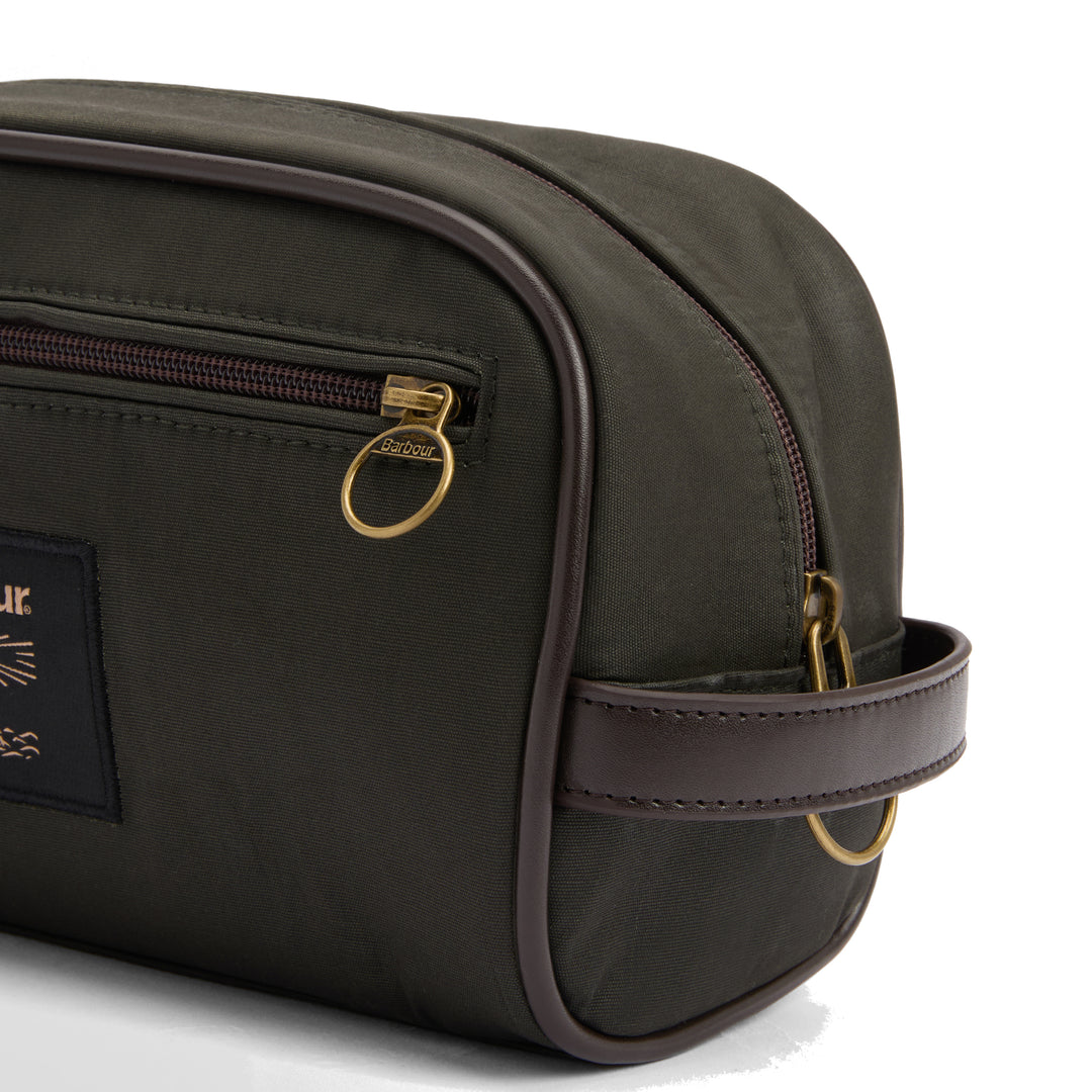 Barbour Wax Washbag in Olive