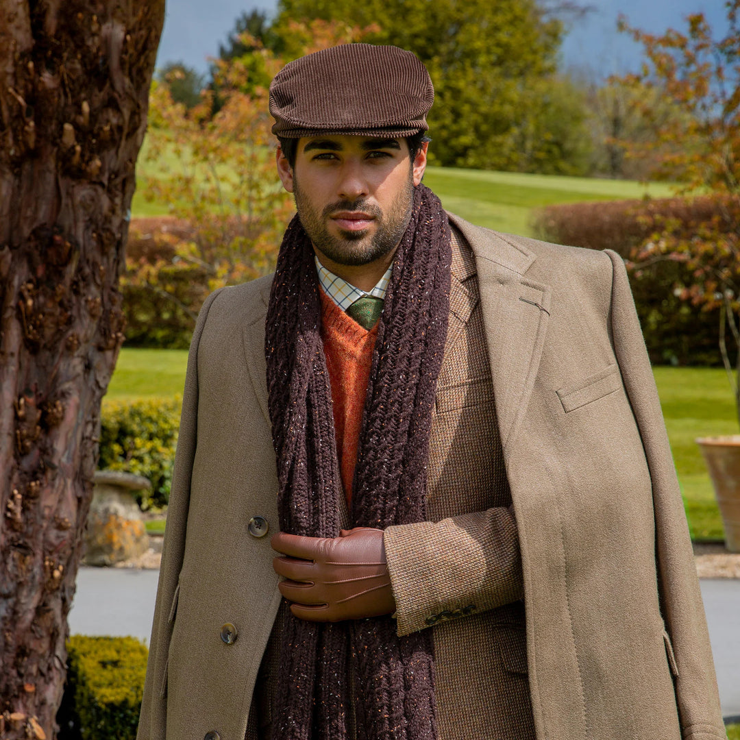 Dents Buttermere Corduroy Flat Cap - Brown