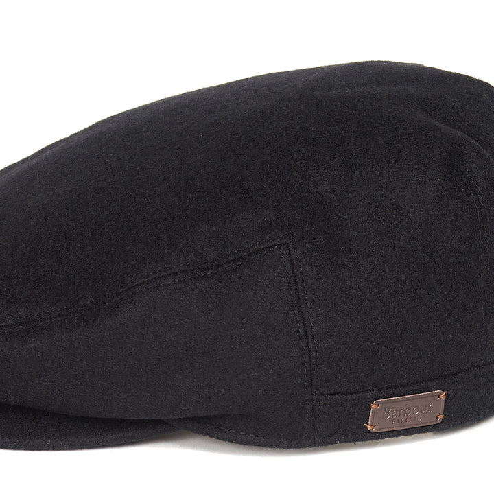 Barbour Redshore Melton Wool Flat Cap in Black