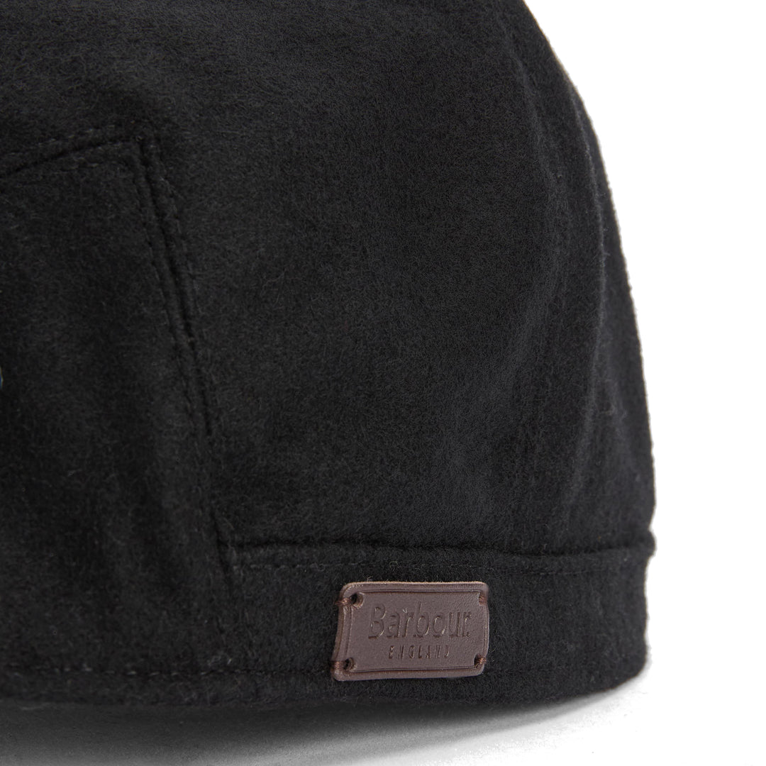 Barbour Redshore Melton Wool Flat Cap in Black