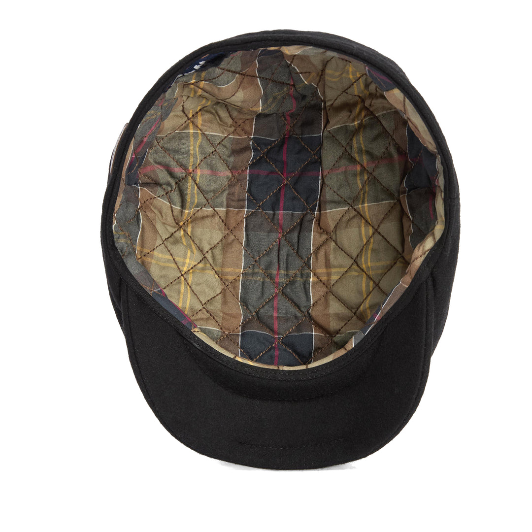 Barbour Redshore Melton Wool Flat Cap in Black