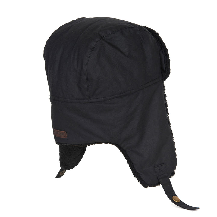 Barbour Morar Waxed Cotton Trapper Hat Black