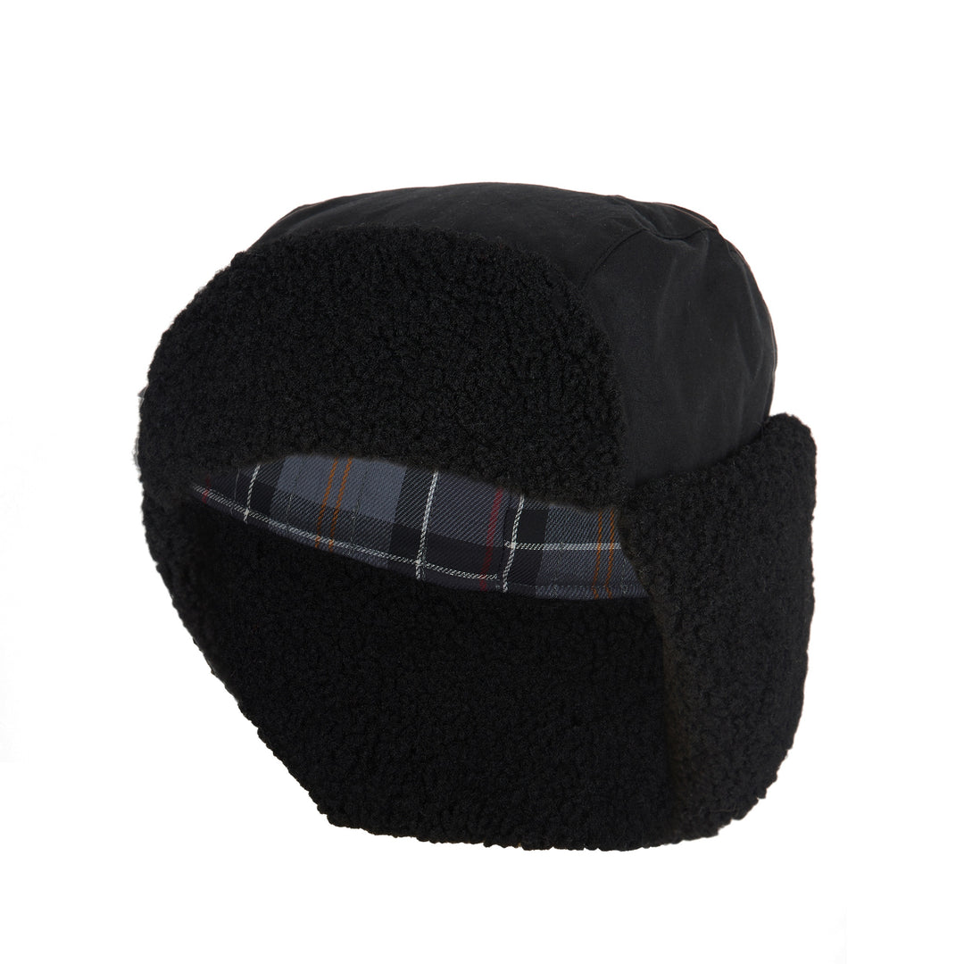 Barbour Morar Waxed Cotton Trapper Hat Black