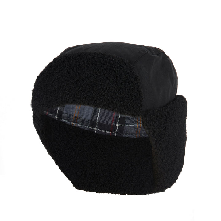 Barbour Morar Waxed Cotton Trapper Hat Black
