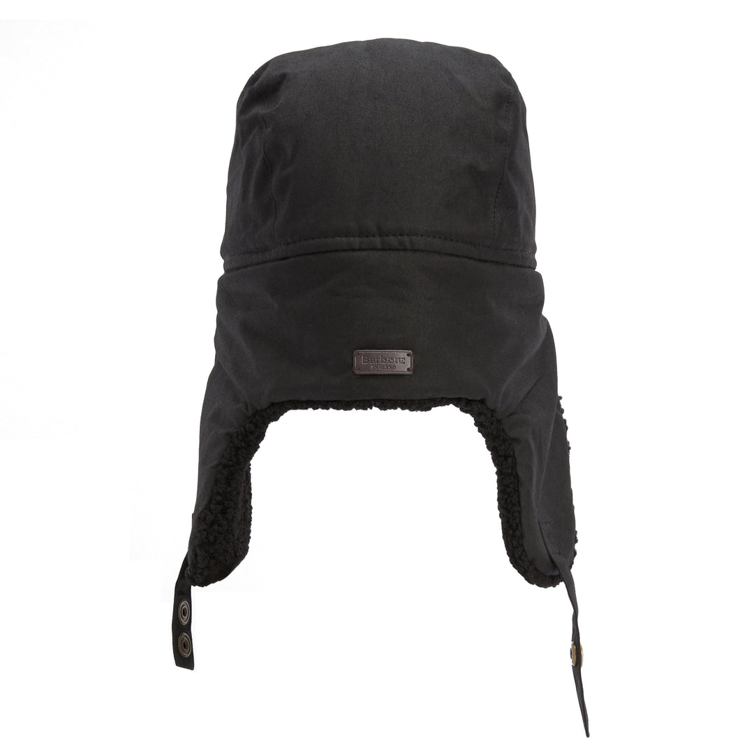 Barbour Morar Waxed Cotton Trapper Hat Black