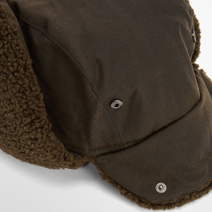 Barbour Morar Waxed Cotton Trapper Hat Olive