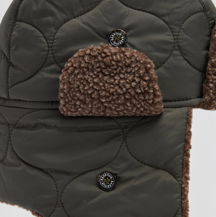 Barbour Sandbay Quilted Trapper Hat Olive
