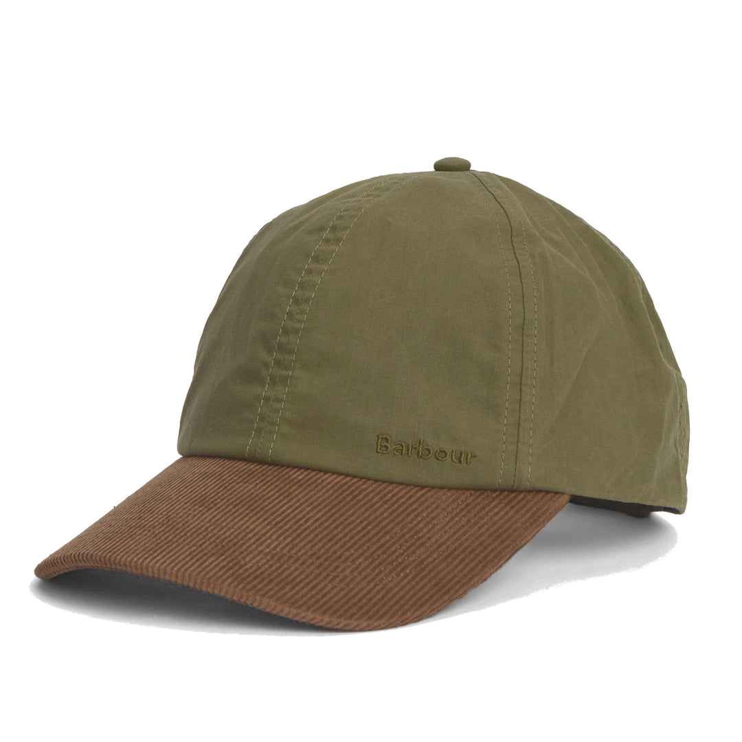 Barbour Adjustable Transport Dry Wax Baseball Cap in Dusky Green