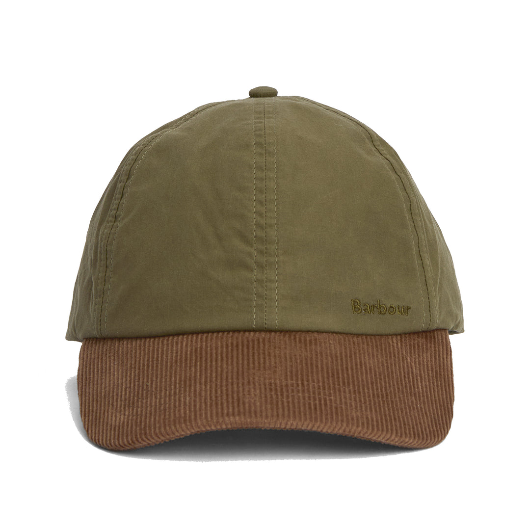 Barbour Adjustable Transport Dry Wax Baseball Cap in Dusky Green