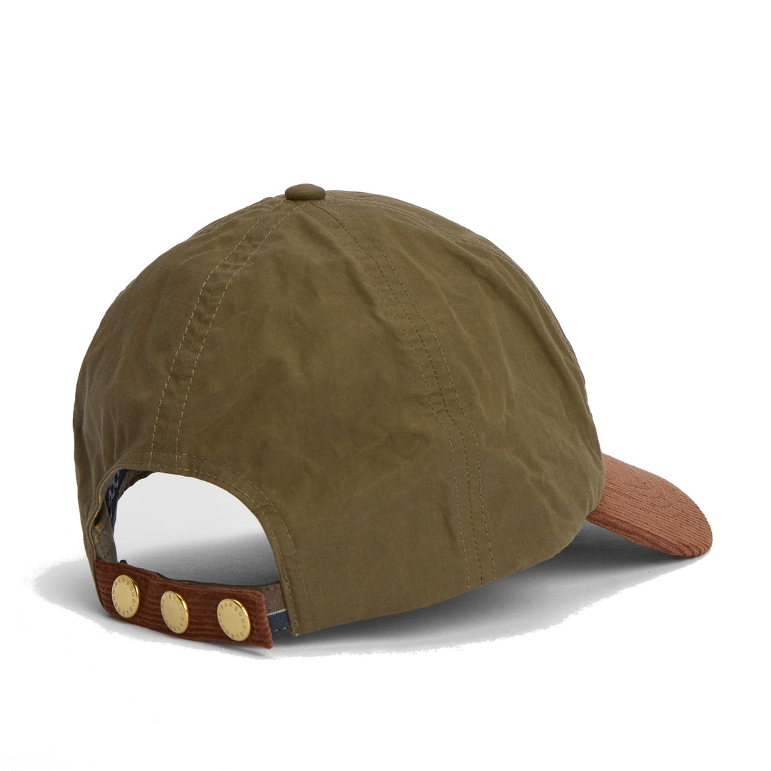 Barbour Adjustable Transport Dry Wax Baseball Cap in Dusky Green