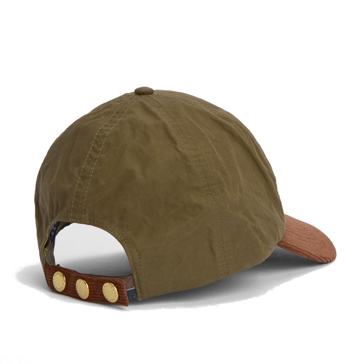 Barbour Adjustable Transport Dry Wax Baseball Cap in Dusky Green