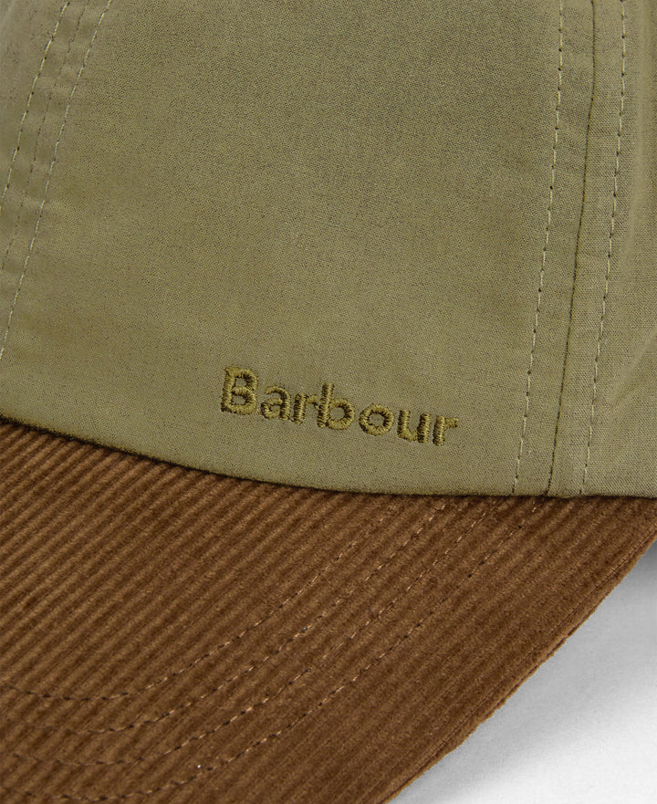 Barbour Adjustable Transport Dry Wax Baseball Cap in Dusky Green
