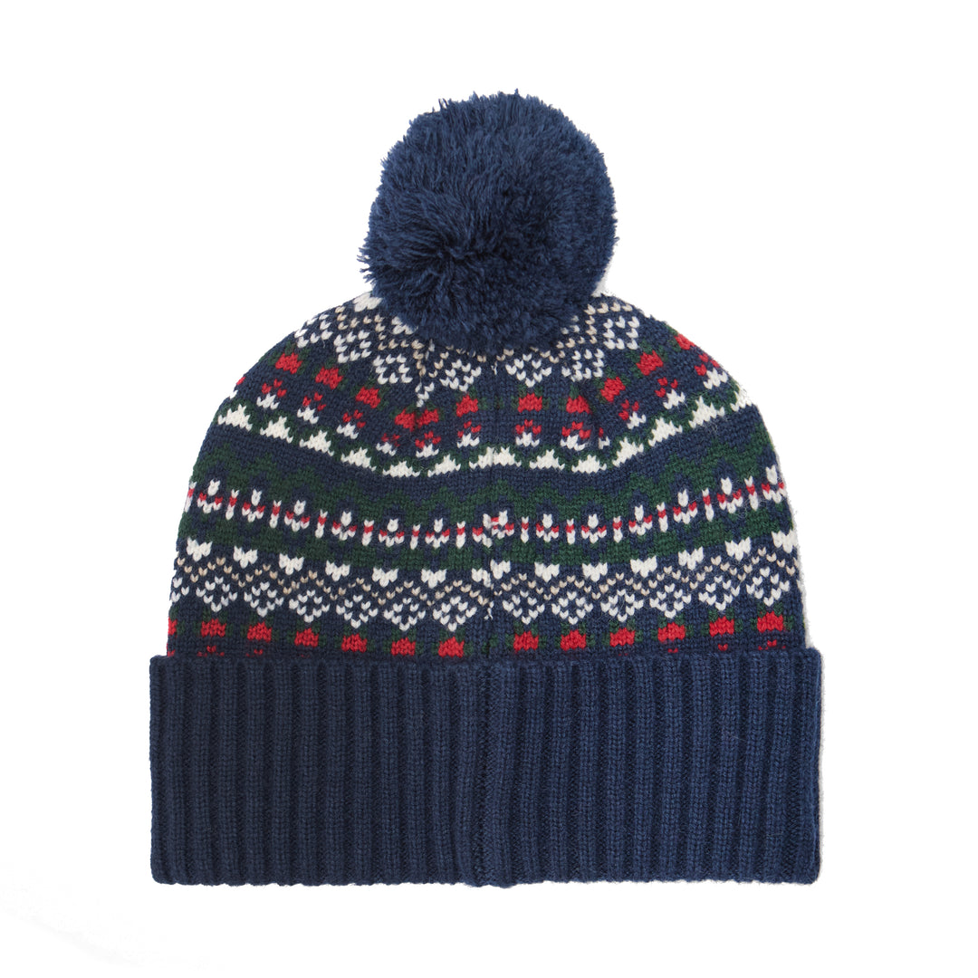 Barbour Fairisle Marlow Bobble Hat Navy/Evergreen