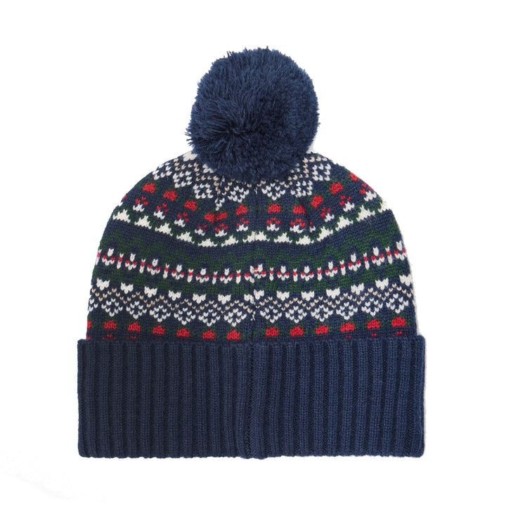 Barbour Fairisle Marlow Bobble Hat Navy/Evergreen