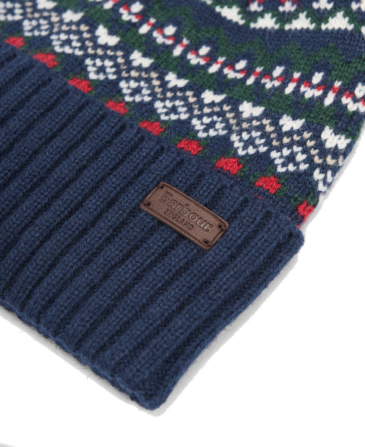 Barbour Fairisle Marlow Bobble Hat Navy/Evergreen